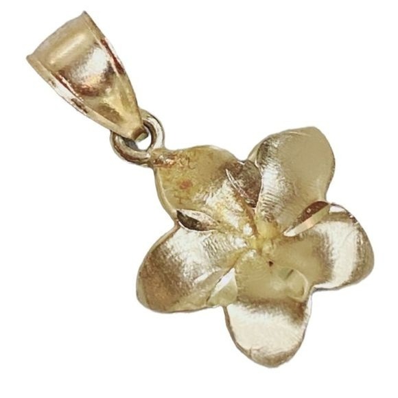 14KT 14K Yellow Gold Plumeria Flower Pendant